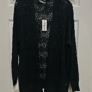 Elegant Black Open-Knit Cardigan